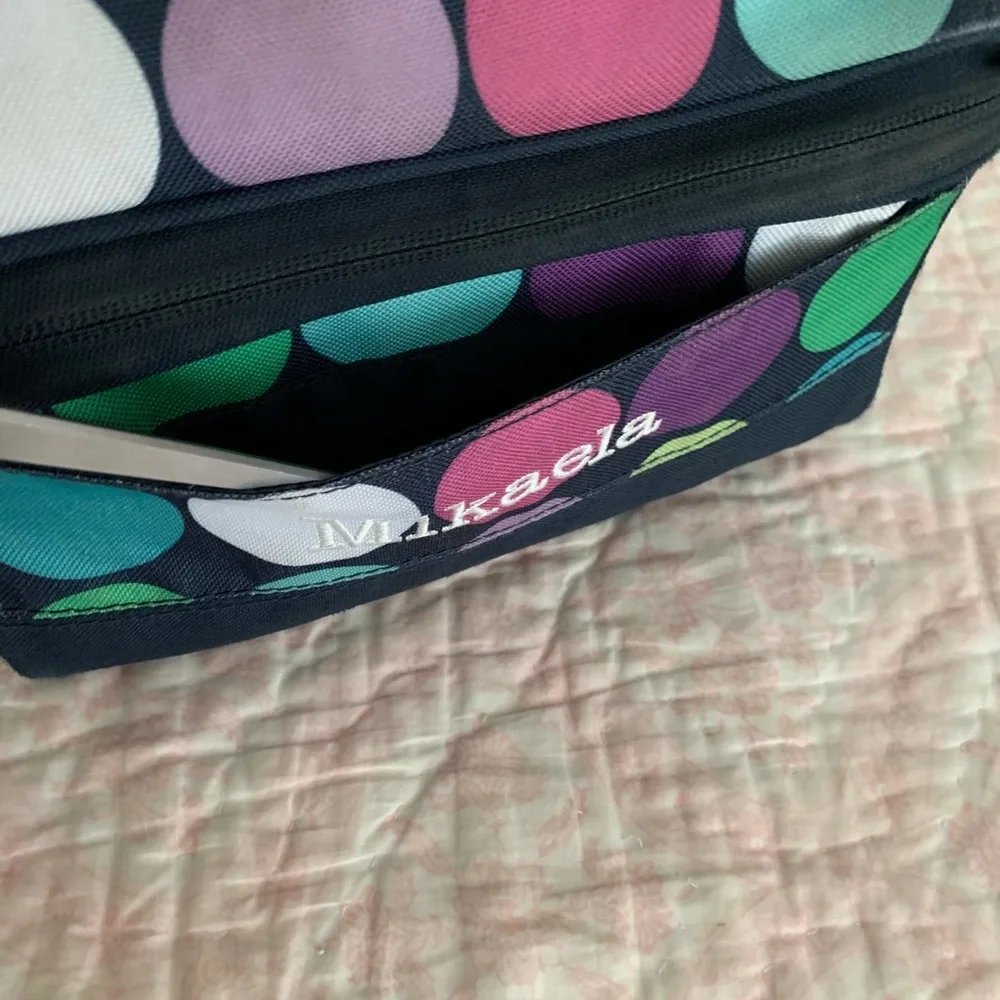 Pottery Barn Teen Lunch Box Black Pink Blue Polka Dots Dome Shaped